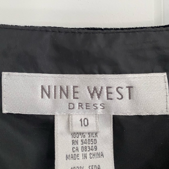 Nine West Vintage‎ ‘90s Silk Ruffle Ribbon Black Midi Dress 10 Coquette Romantic - Picture 6 of 7